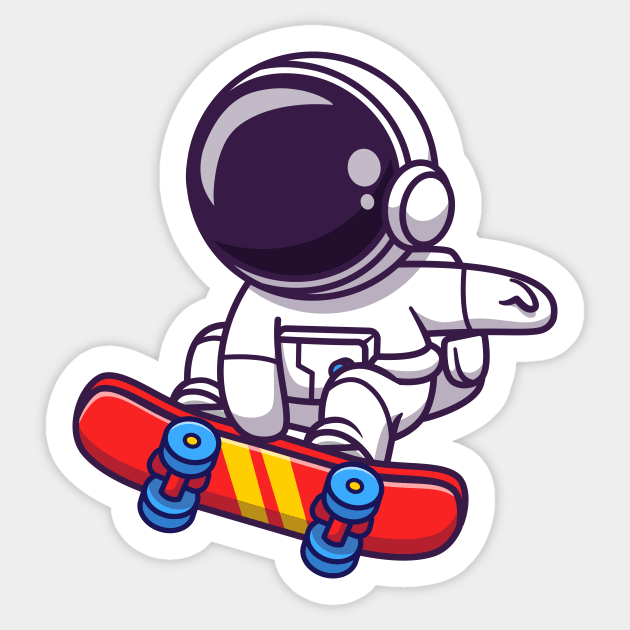 Cute Astronaut Playing Skateboard Cartoon Sticker by Catalyst Labs